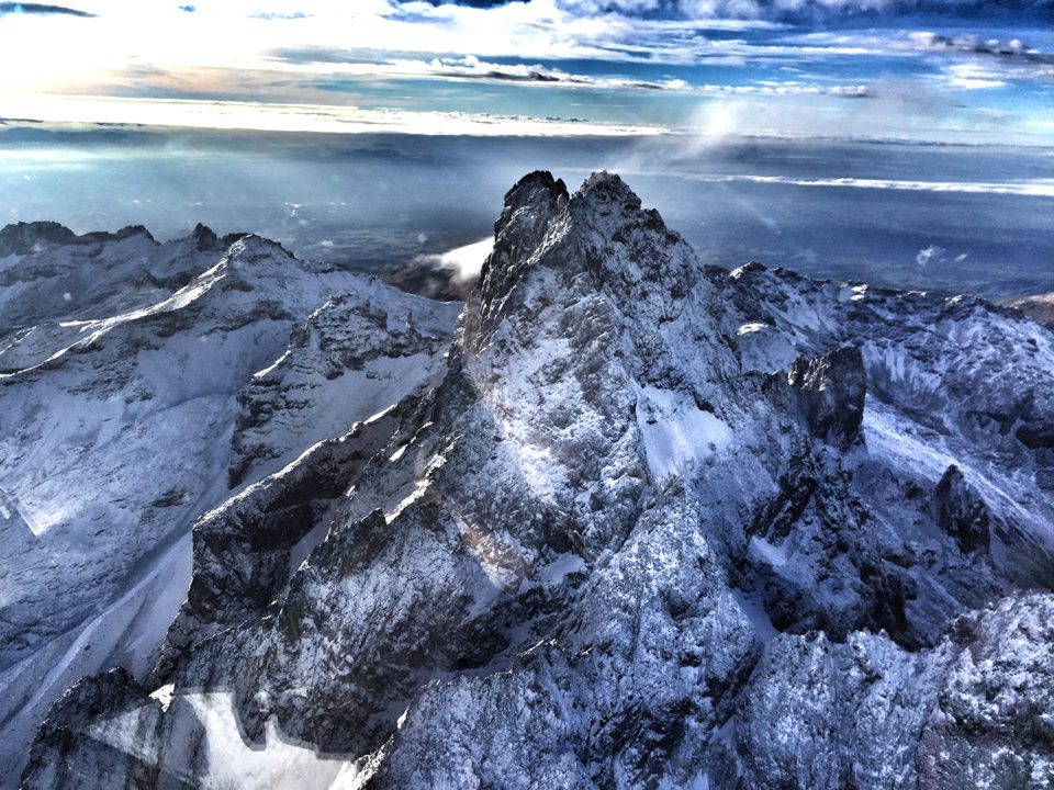 Blanket of snow on Mount Kenya Tropicair