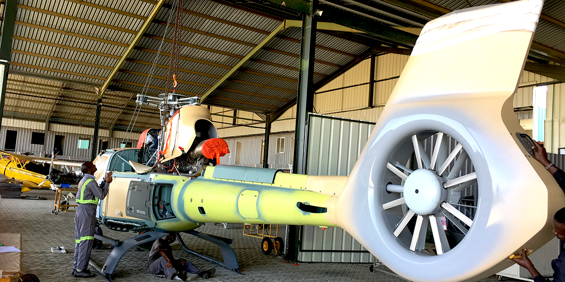 Airbus AS130T2 in the Tropic Air Hangar