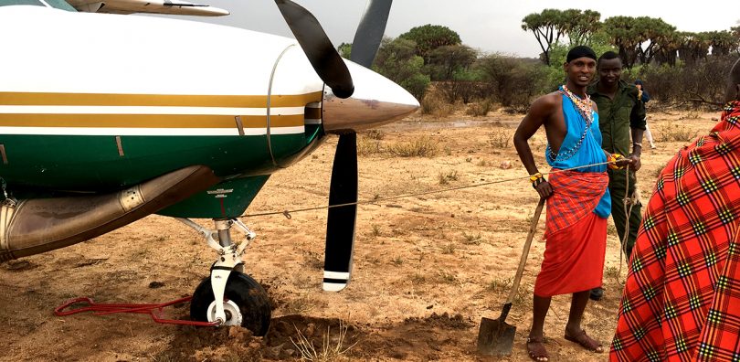 Cessna Caravan in Sera Conservancy, stuck in the mud