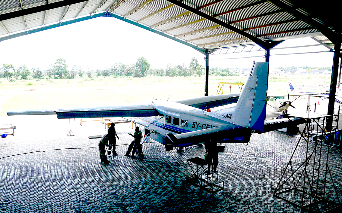 Cessna Caravan in the Tropic Air Hangar, Nanyuki