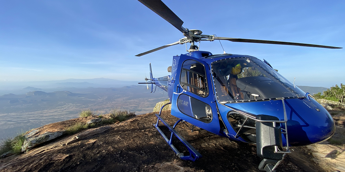H125 helicopter on Ol Lolokwe