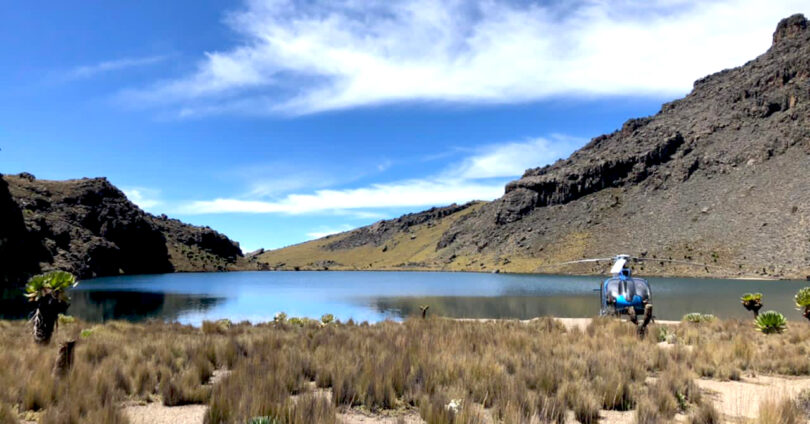 Enchanted Lake, Mount Kenya by Helicopter